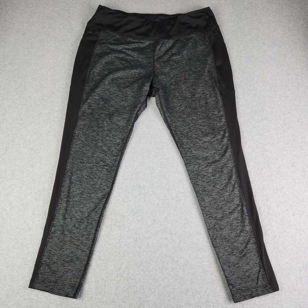 Athletic Works Leggings Womens Size XXL Black Gray Space Dye Zip Pockets Stretch